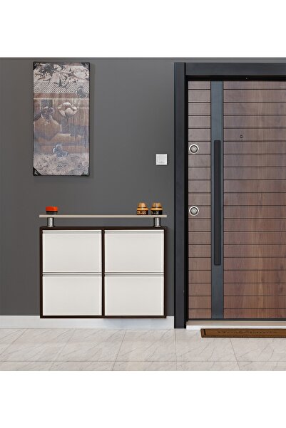 KASER Kahve Krem 2+2 Metal Ayakkabılık