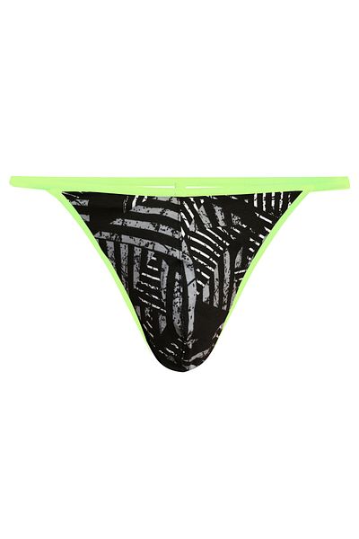 darkzone Neon Elastic Striped Patterned Black Men's Thong
