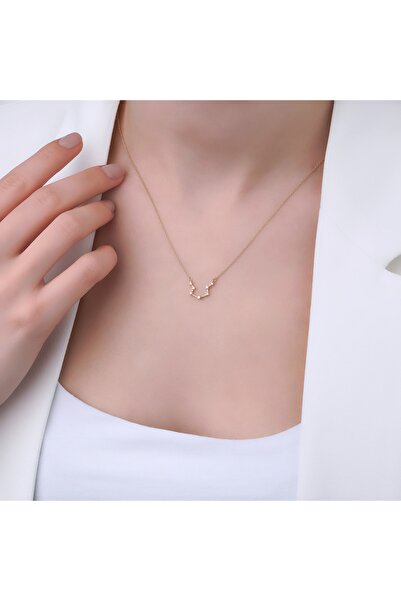 Abries Jewellery 14 Ayar Altın Kova Burcu Pırlantalı Kolye Burç Koleksiyonu