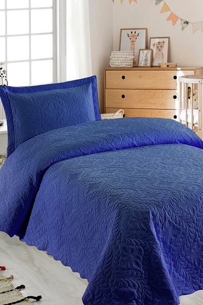 Örtüm Ivy Navy Blue Single Microfiber Quilted Bedspread