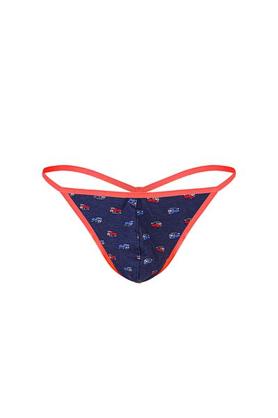 darkzone Neon Elastic Minibus Patterned Navy Blue Men's Thong