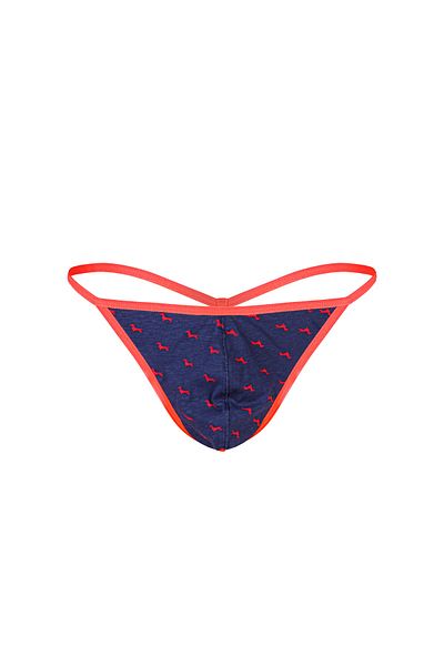 darkzone Neon Elastic Dog Patterned Navy Blue Men's Thong