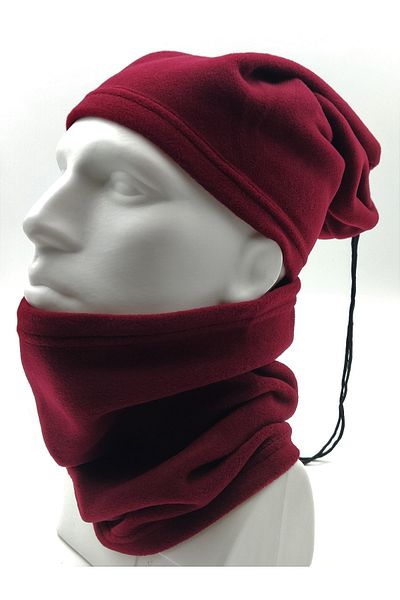 AXE SPORTSWEAR Set of 2 Drawstring Thermal Fleece Neck Collar that Can Become a Winter Hat and Beret