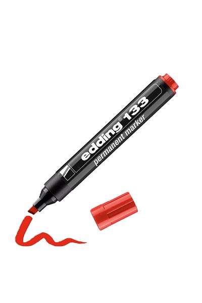 Four Office Edding 133 Permanent Permanent Marker for Glass and All Surfaces with Red Cut Tip