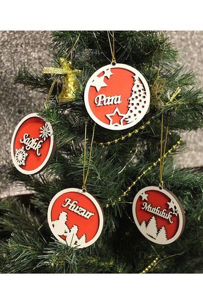 Lora Wedding 8cm Christmas Tree Ornament with Health, Money, Happiness and Peace Written