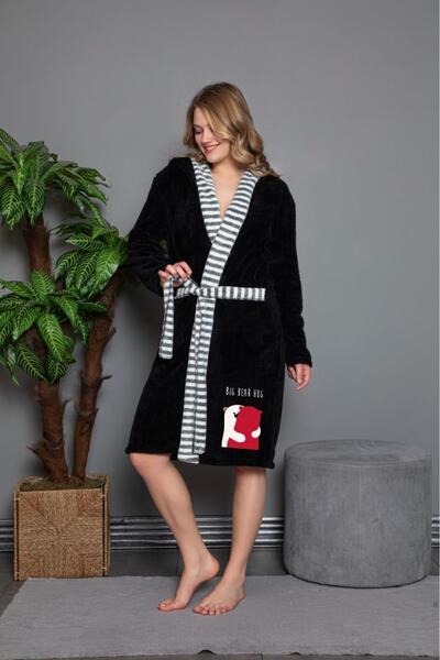 Lady Black Fleece Dressing Gown
