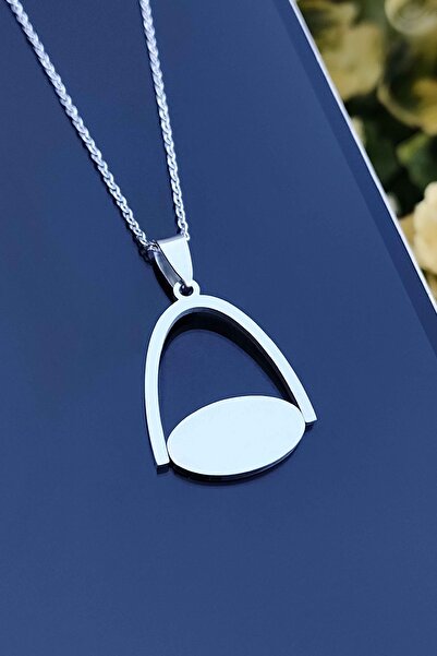 TREND COLLECTİON Oval Unisex Tarnish Resistant Silver Steel Necklace