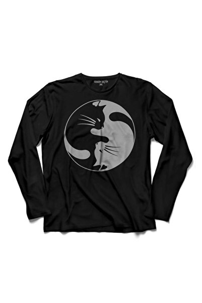 Kendim Seçtim Ying Yang crna hipsterska mačka Kara mačka majica dugih rukava ...