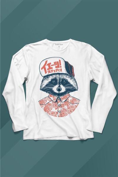 Kendim Seçtim Tricou Raccoon Siluetă Raccoon Tricou cu mânecă lungă Tricou imprimat