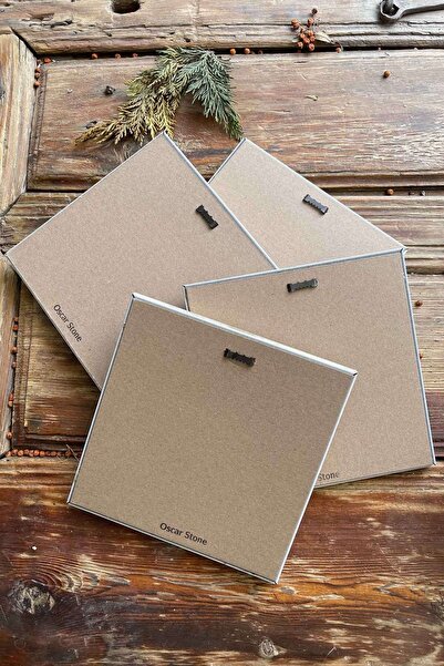 Oscar Stone Decor Çerçeveli Taş Tablo 20x20cm 4'lü Set(471-499-321-60)nar Ağacı Ebruli Elif Semazen