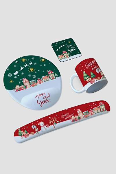 Flipped Happy New Year G Mousepad, Kupa, Altlık Ve Klavye Pedi Seti