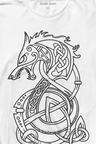 Kendim Seçtim Viking Fenrir Wolf Vikingi Wolf Head Street Urban Tricou cu mânecă lungă Tricou imprimat