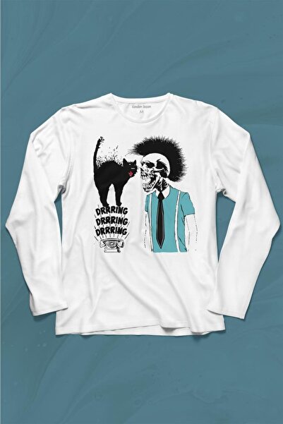 Kendim Seçtim Mohican Skeleton Man Kara mačka Nostalgia Telefon Prsten Dugačk...