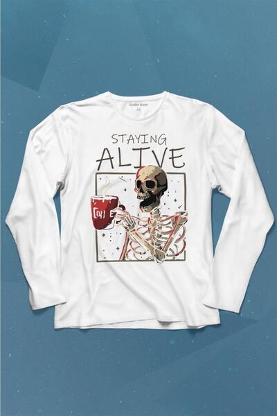 Kendim Seçtim Tricou cu mânecă lungă cafea Skull Coffee Tricou imprimat