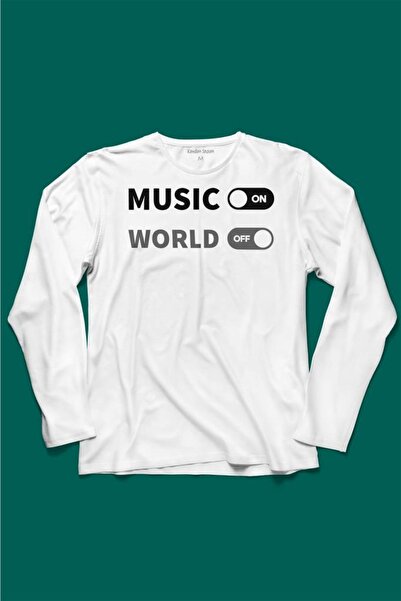 Kendim Seçtim Musicon World Off Music World majica dugih rukava Štampano T-shirt