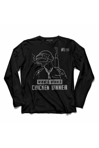Kendim Seçtim Tricou cu mânecă lungă Pubg Pub G Winner Chicken Dinner Tricou ...