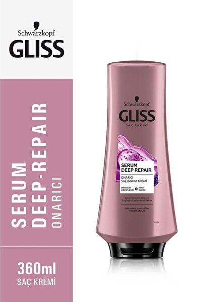 Gliss Serum Deep Repair Şampuan 500 ml X 2 Adet Saç Kremi 360 ml Mor Makyaj Çantası