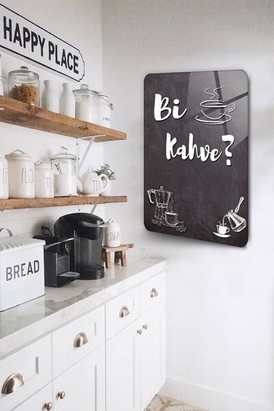 Decorita Bi Kahve ? | Cam Tablo - Kahve Köşesi Tablo | 40cm X 60cm