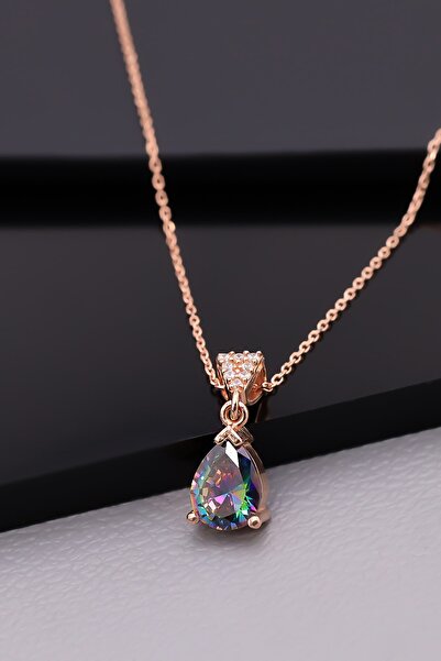 Miavi Silver 925 Ayar Gümüş Mistik Topaz Taşlı Damla Kolye