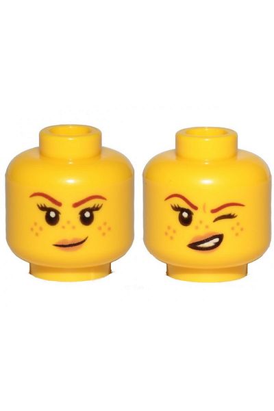 LEGO Yellow Head - Minifigure Custom Accessory with Double Faces and Freckle Eyes