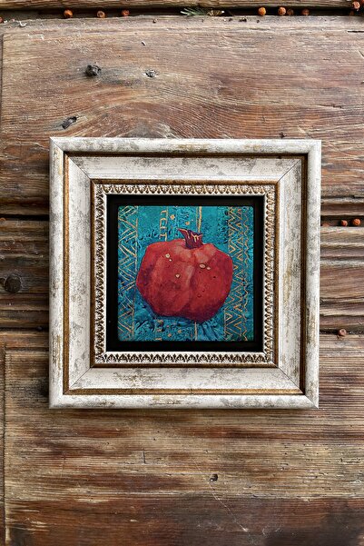 Oscar Stone Decor Çerçeveli Taş Duvar Dekoru Tablo 20x20cm 2'li Set (480-1213) Nar Şahmeran