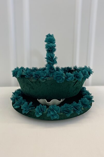 ZEYMERADE صينية وسلة هينا للعروس باللون الأخضر، لحفلات الزفاف، الختان، الخطوب...