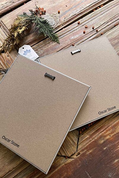 Oscar Stone Decor Çerçeveli Taş Duvar Dekoru Tablo 20x20cm 2'li Set (1668-321) Hilye-i Şerif Elif
