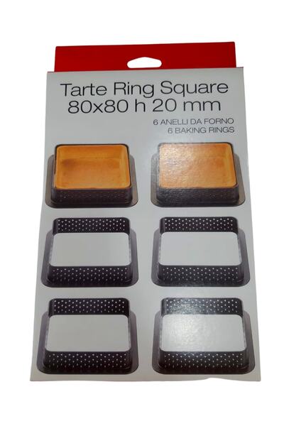 PASTRY PLANET Delikli Kare Turta Halkası Kesme Set 6lı