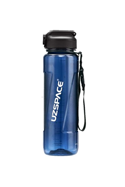 Uzspace زجاجة مياه تريتان شفافة للجسم سعة 1000 مل مع شفاطة ومقياس قياس