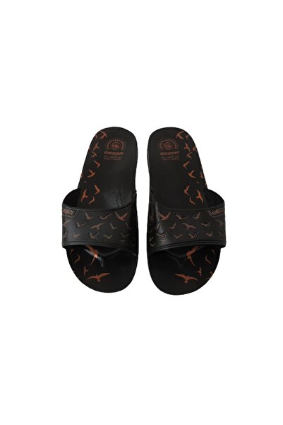 GEZER Γυναικείες καθημερινές παντόφλες μαύρη λεπτή σόλα