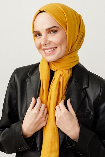 VALORSCARF Mustard Cotton Krash Shawl