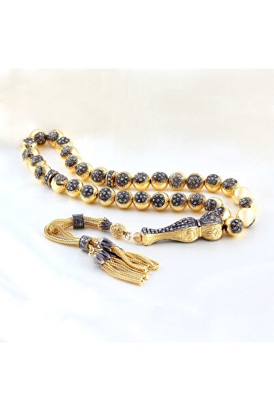 Genel Markalar 925 Ayar Gümüş Üzeri 22k Altın Kaplamalı Elmas Özel Tasarım Tesbih