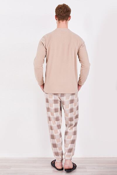 Pimody Aile Konsept Bej Alt Ekose Baba Oğul Polar Pijama Takım(baba Oğul Farklı Satılmaktadır) Arnetta 2305
