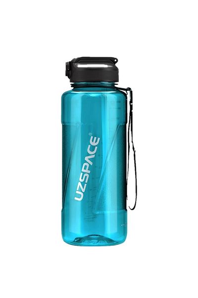 Uzspace 1500ml Transparent Body Tritan Water Bottle with Straw and Measuring Scale