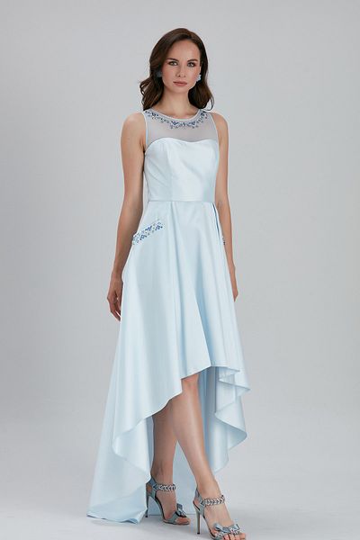 Neva Style Rochie de seara Bulava din satin albastru baby cu margele 43710bm