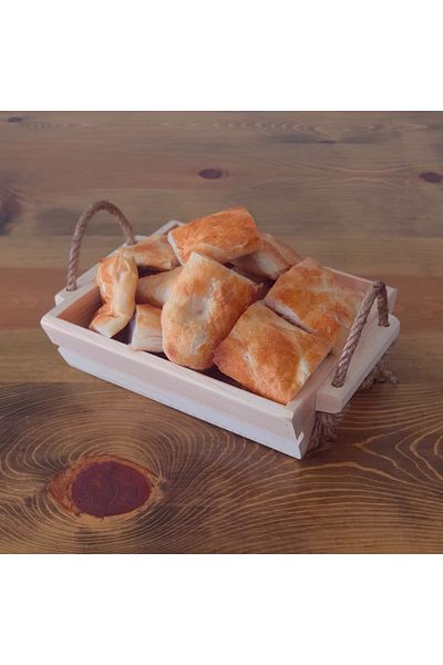 Flixora Wooden Bread Basket, Natural Wooden Design Rope Handle Basket Can Be Used for Spice Rack