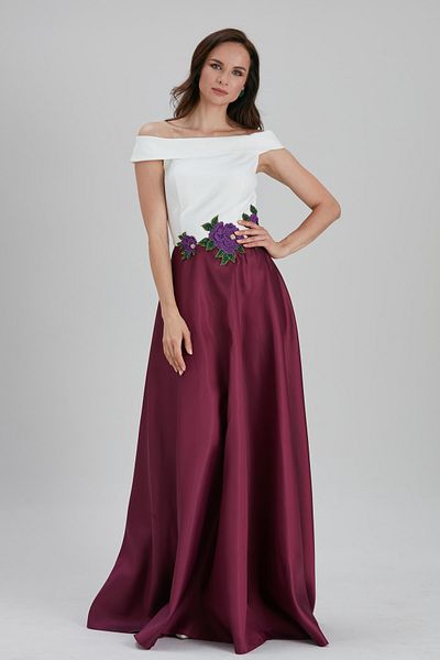Neva Style Rochie de seara Bulava din satin prune cu pelerina 4449mu