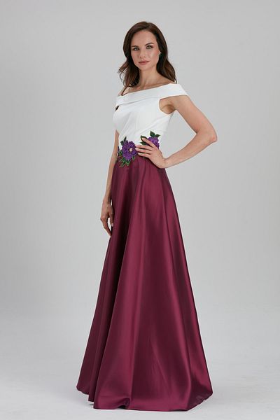 Neva Style Rochie de seara Bulava din satin prune cu pelerina 4449mu