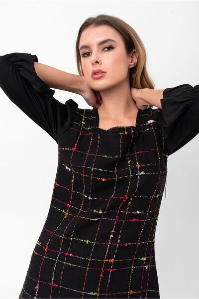 Swass Ekose Desenli Mini Elbise