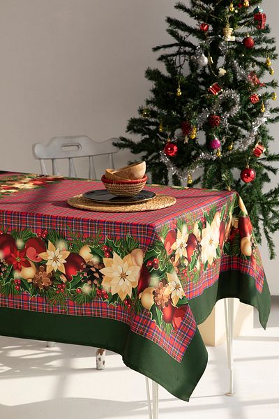 AYSHOME Ays Home Red Ball Pattern New Year Tablecloth