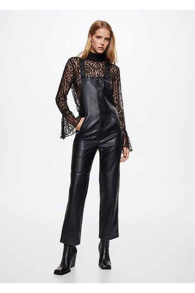 MANGO Woman Leather Look Jumpsuit