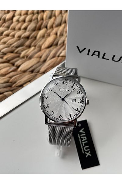 Vialux Classic Numeral Calendar Men's Wristwatch 5 Atm Waterproof