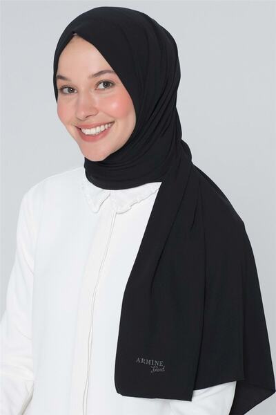 Armine تريند شال حرير المدينة المنورة - اللون -01 أسود