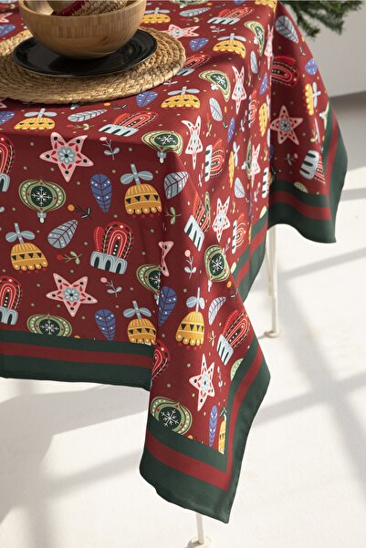 AYSHOME Ays Home New Year Pattern Red Tablecloth