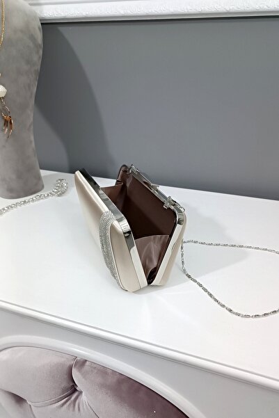 LA CALZATURE Skin Satin Three Row Stone Βραδινό Φόρεμα Box Μοντέλο Γυναικεία Τσάντα