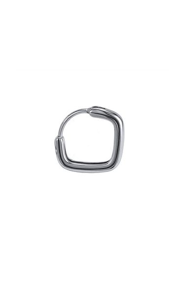 northstarshop Men's Biker Classic 316L Steel Earrings - Square Design, Snap Ring