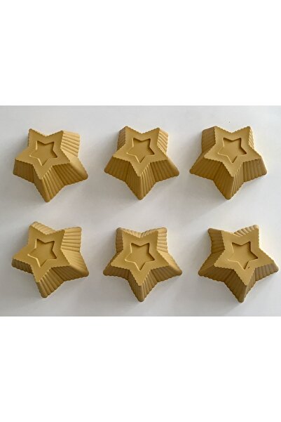 PİNK ROSE Bybirgül Yellow 12 Piece Silicone Mini Star Cake, Muffin Cupcake Mo...