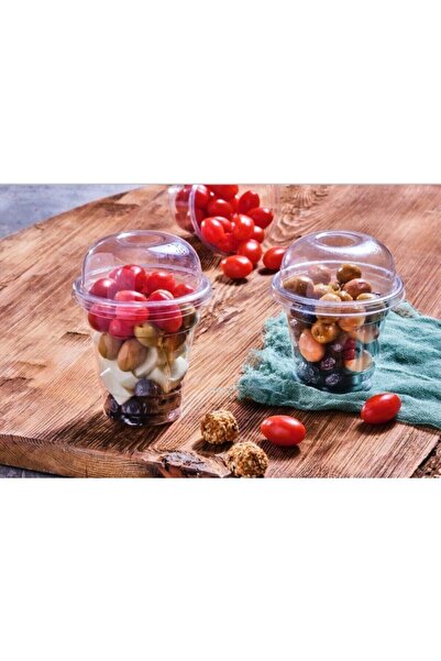 14Süs Milkshake Pet Bardak 300 cc 95 Çap + Bombe Delikli Kapak 100 Adet