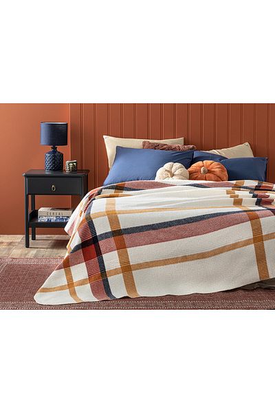 English Home Modern Frame Waffle Framed Single Blanket 150x200 Cm Mustard-terracota
