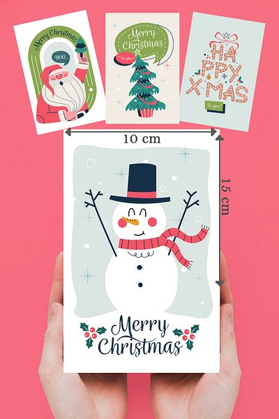 By Nur Erten New Year Postcard Set New Year Celebration Gift Postcard Christmas Christmas Snowman Santa Claus